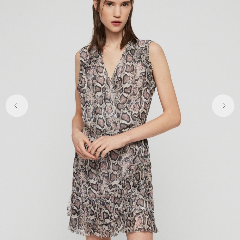 ALL SAINTS Prima Mistra Snakeskin Wrap Dress